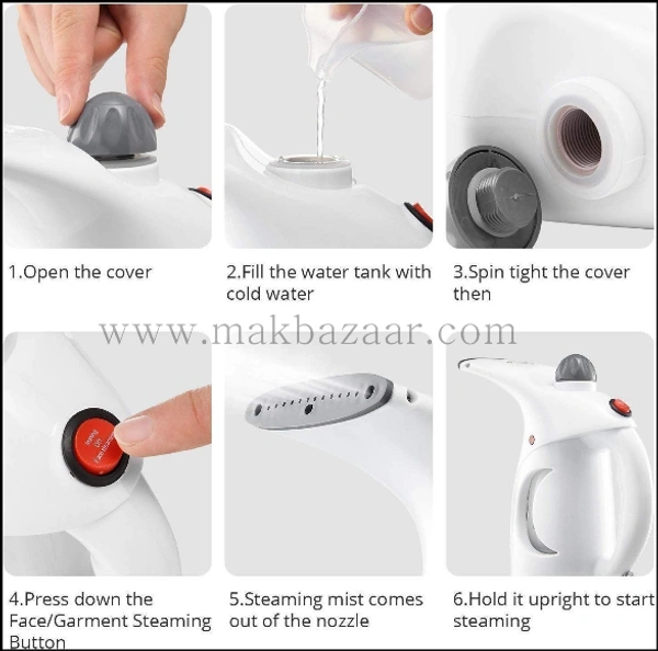 Portable Steam Thermal Spa Steamer for Beauty Salon Family Fabric Steam Brush, Facial Steamer for Cold and Cough (Facial Handheld Garment Steamer, Multicolor) 